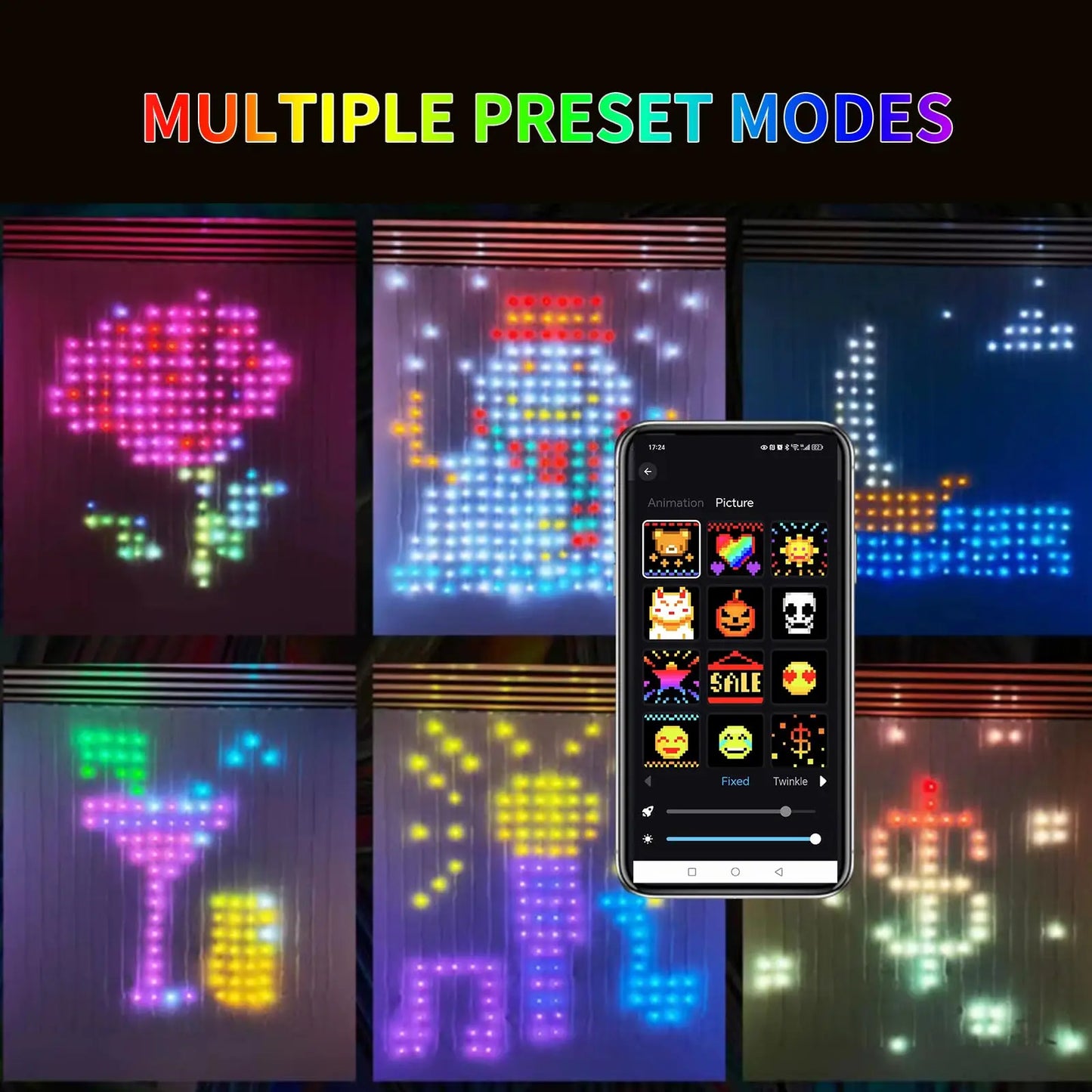 USB LED Smart Curtain Lights Bluetooth RGB Fairy Lights