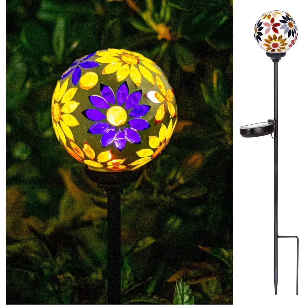 Solar Garden Lights Mosaic LED Stake Lights Waterproof Outdoor Decor for Lawn Patio Yard 1 Pack