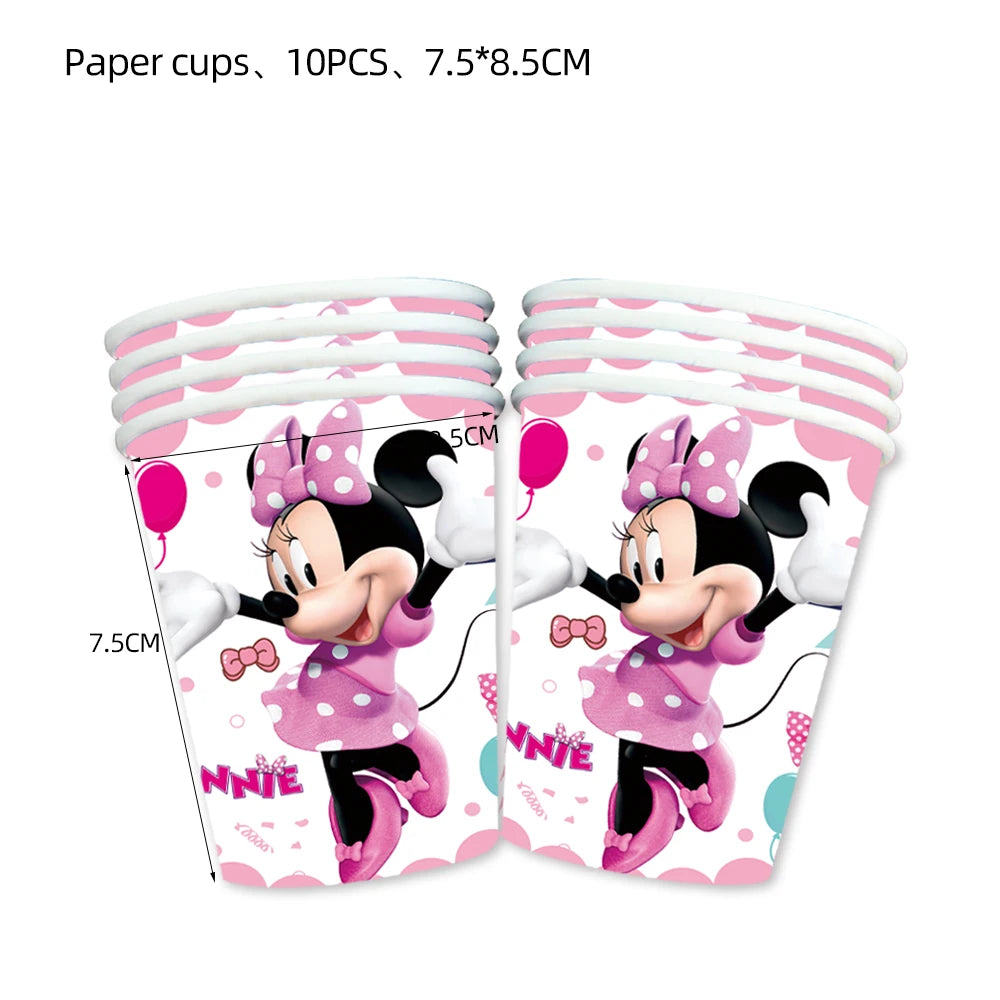 Minnie Mouse Birthday Party Decoration Girls Disposable Tableware Balloon Cups Plates Tablecloth Baby Shower Party Supplies