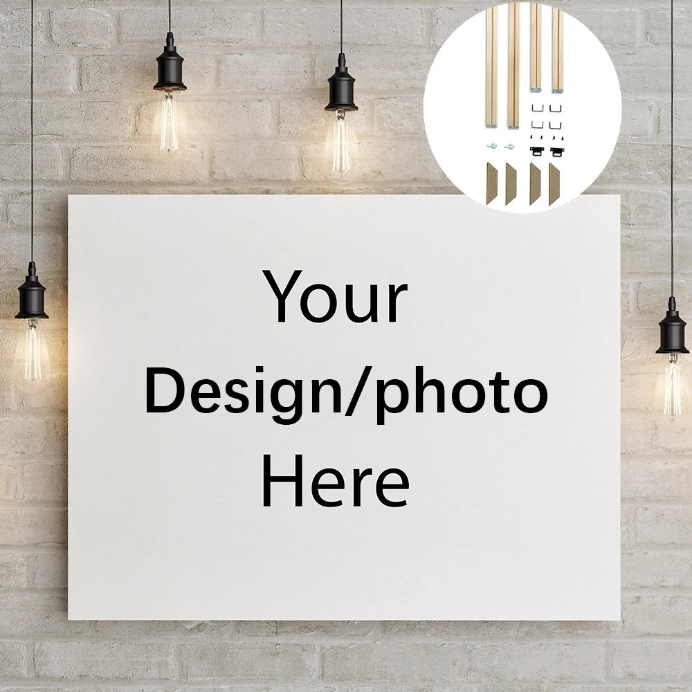 DIY Custom Photo Canvas Painting with Wood Frame Personalized Wall Art Poster for Living Room Home Decor Unique Gift Idea