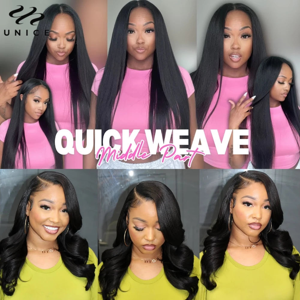 UNice Yaki Straight Remy Human Hair Bundles 100g Per Bundle 8 To 26 Inch Color
