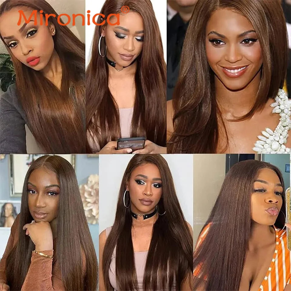 Brown Peruvian Remy Human Hair Bundles Straight Weave Extensions 100G Each for African American Women