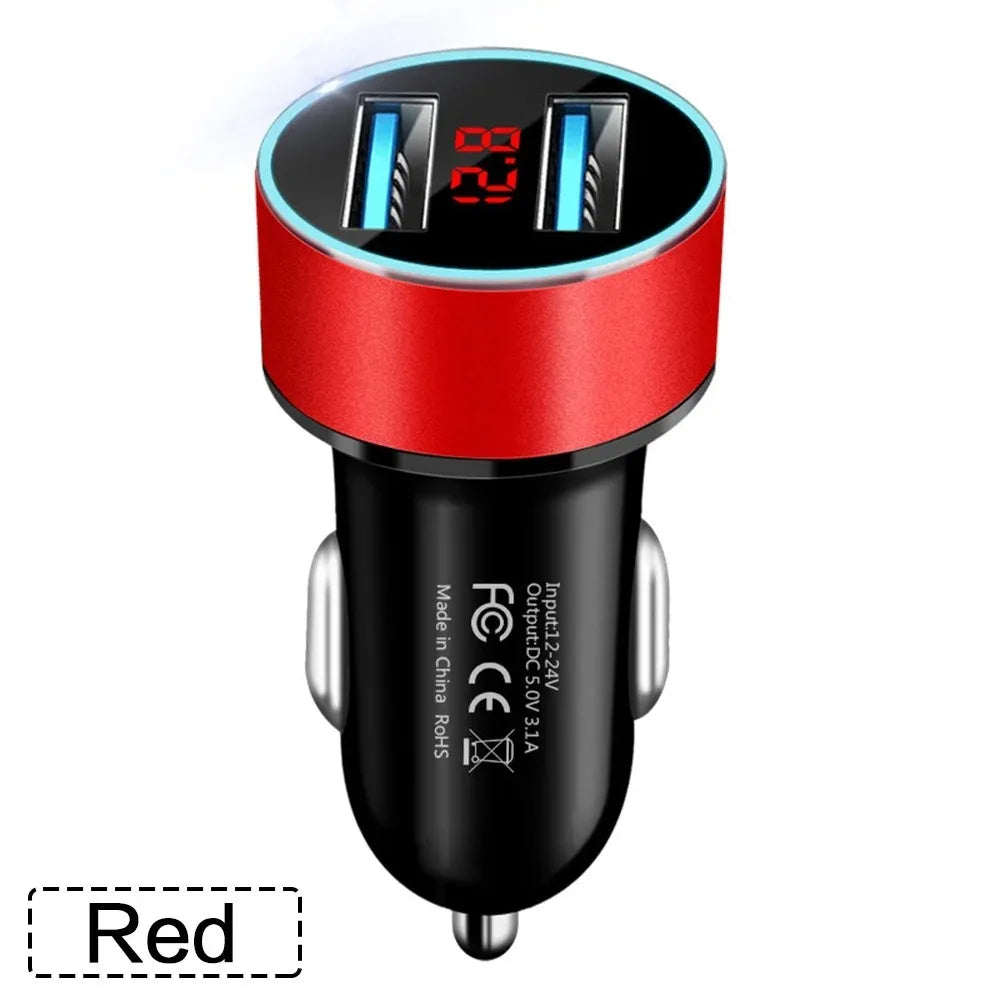 High-Quality 3.1A Dual USB Car Charger with LCD Display