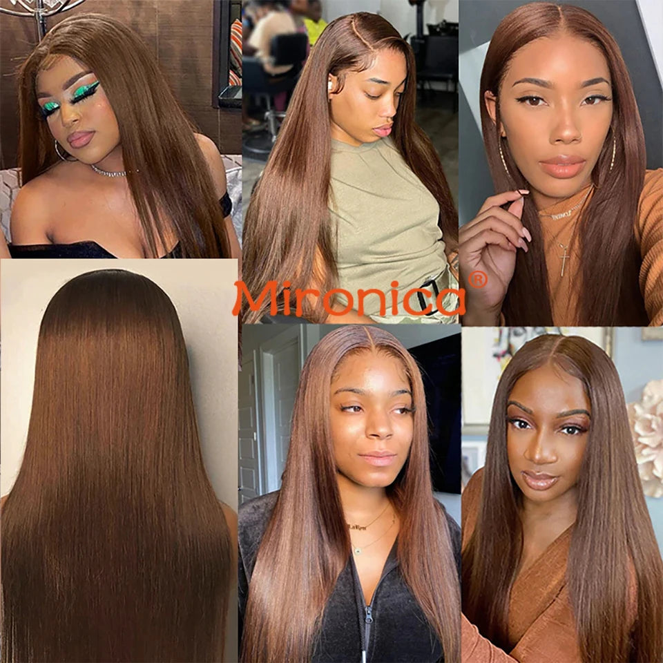 Chocolate Brown Bone Straight Human Hair Bundles Remy Brazilian Weave Extensions 1 3 4 Bundles