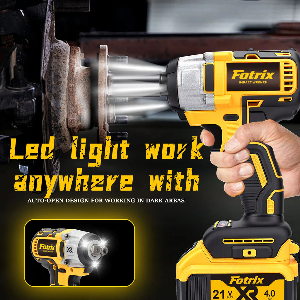 Cordless Brushless Impact Wrench 665 Ft Lbs 900 Nm Electric Driver 2x4000mAh