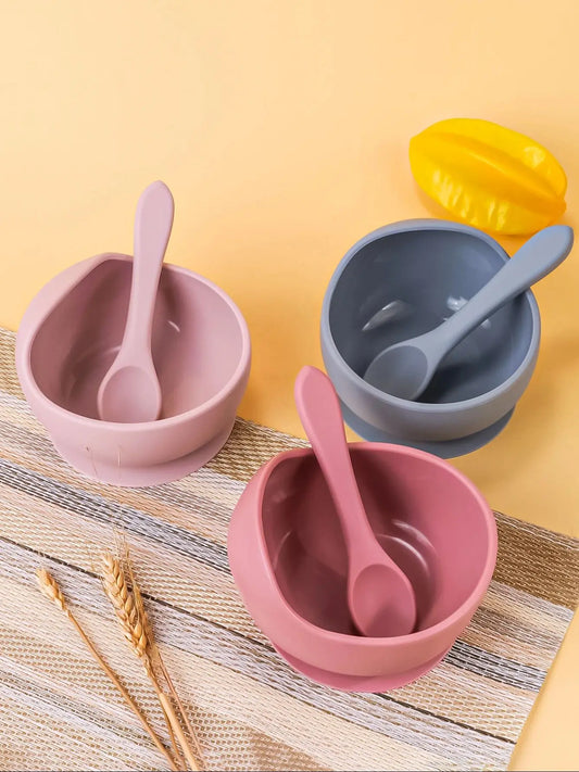 2PC Silicone Sucker Bowl Feeding Tableware for Infants