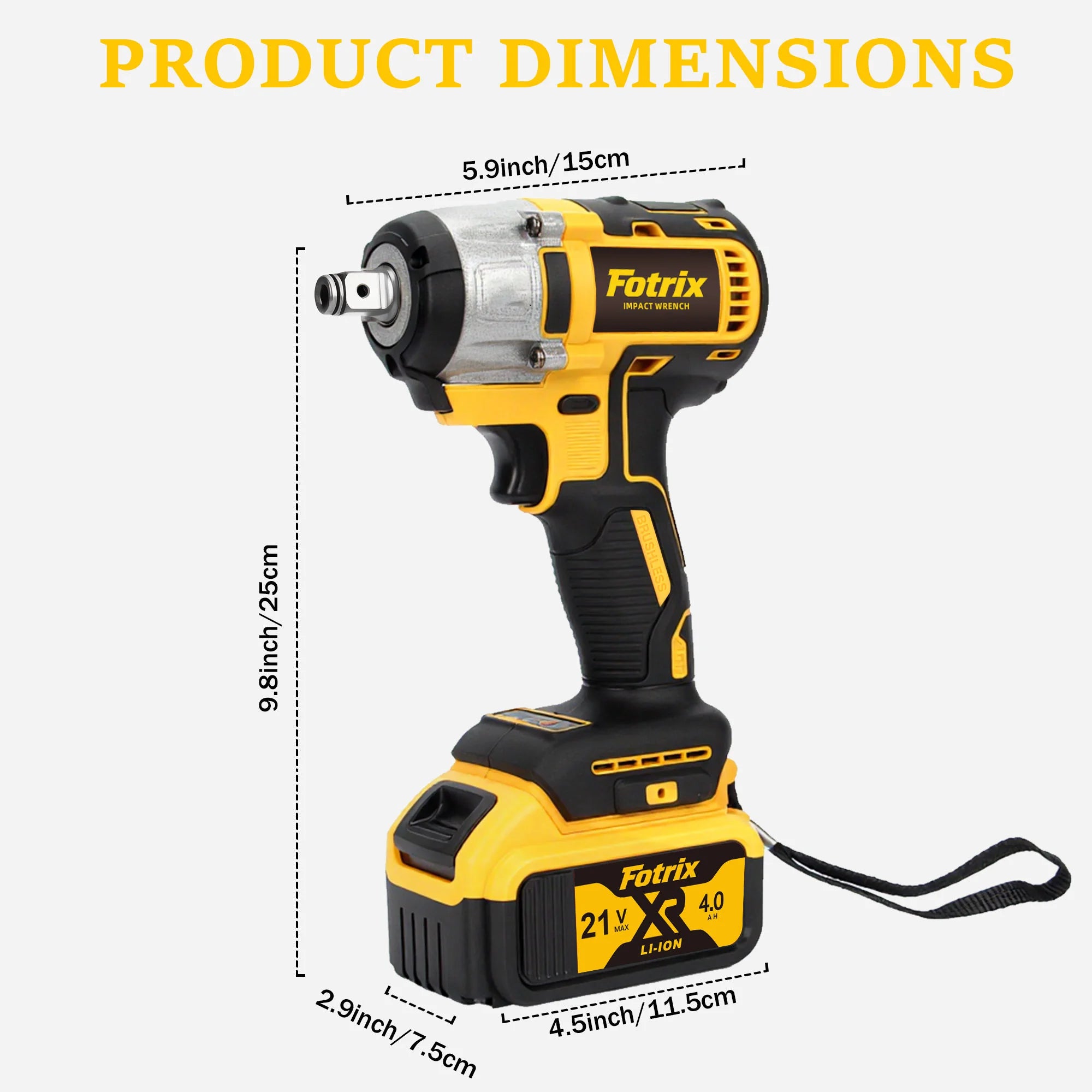 Cordless Brushless Impact Wrench 665 Ft Lbs 900 Nm Electric Driver 2x4000mAh