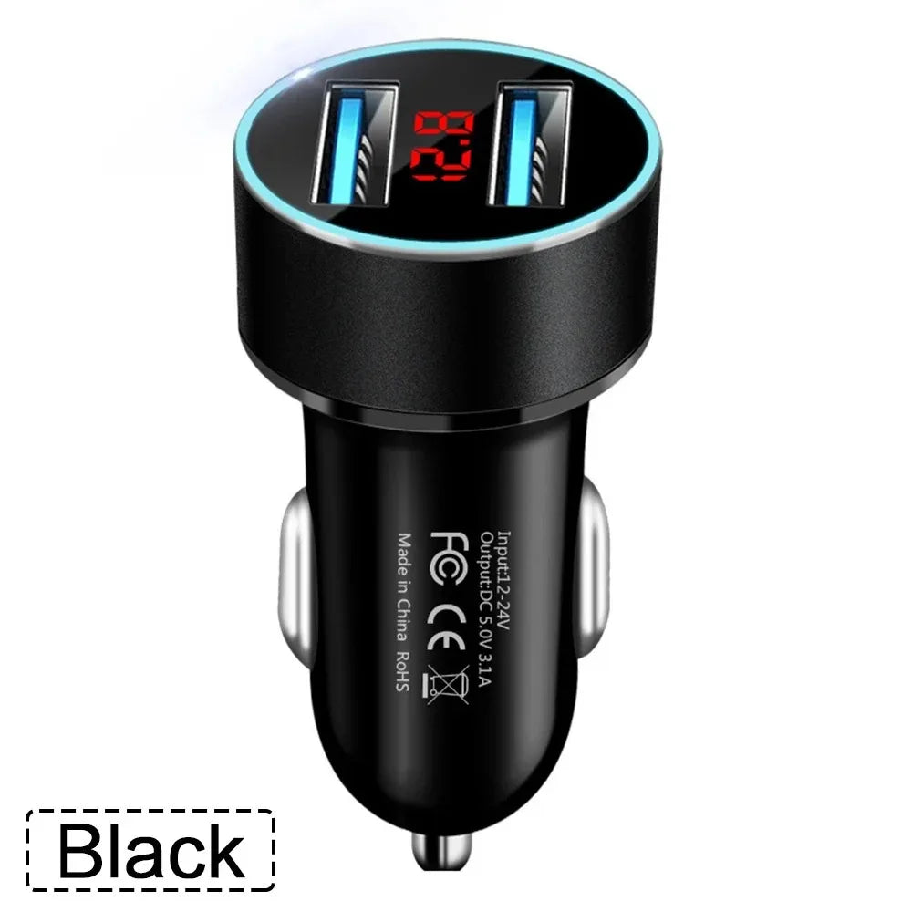 High-Quality 3.1A Dual USB Car Charger with LCD Display
