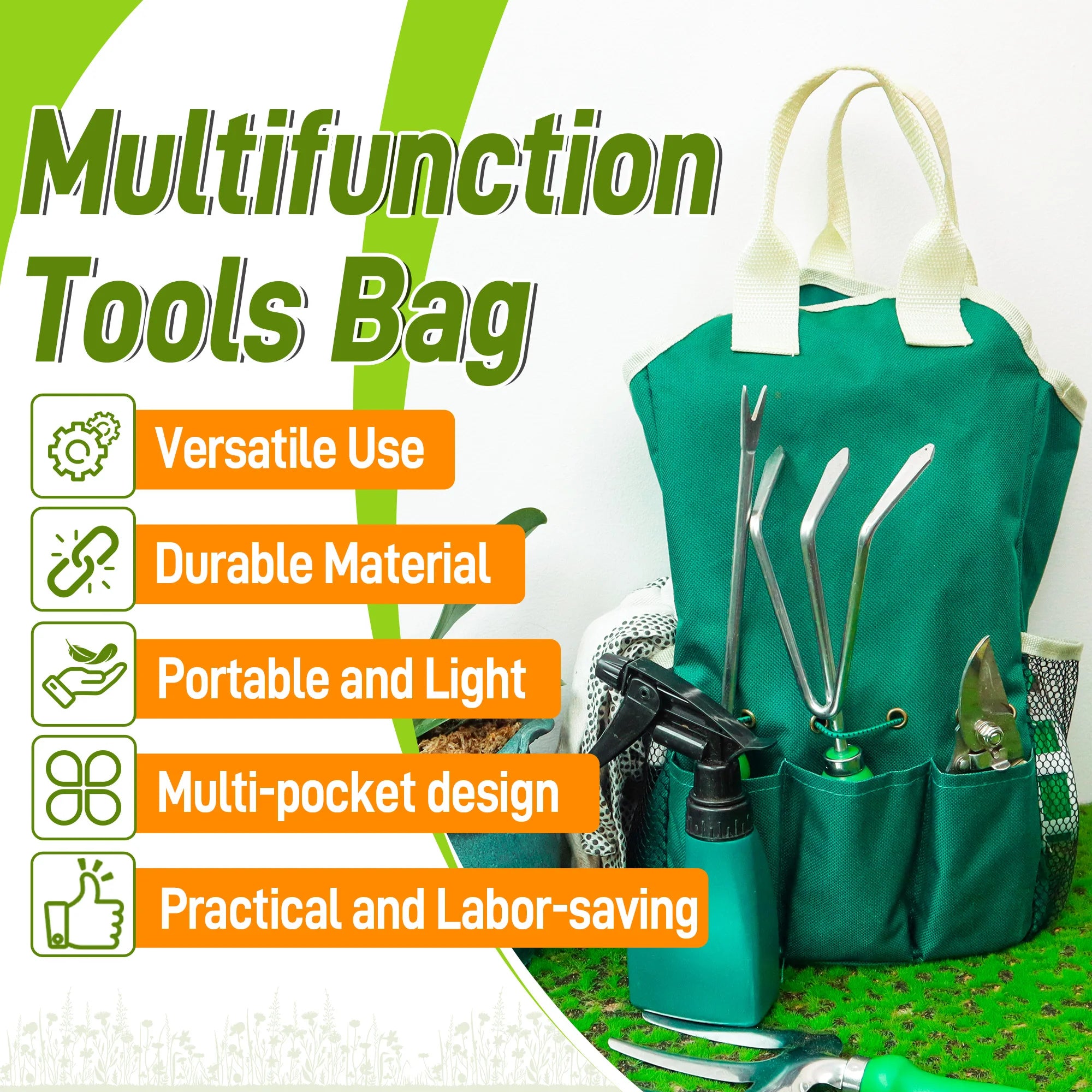 11 Pieces Garden Tool Set with Organizer Handbag Ideal for Digging Planting and Pruning