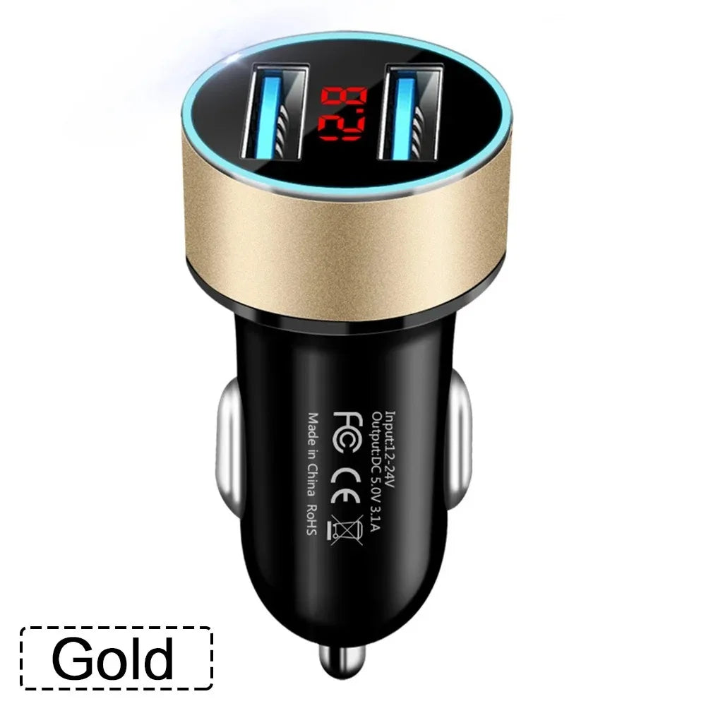 High-Quality 3.1A Dual USB Car Charger with LCD Display