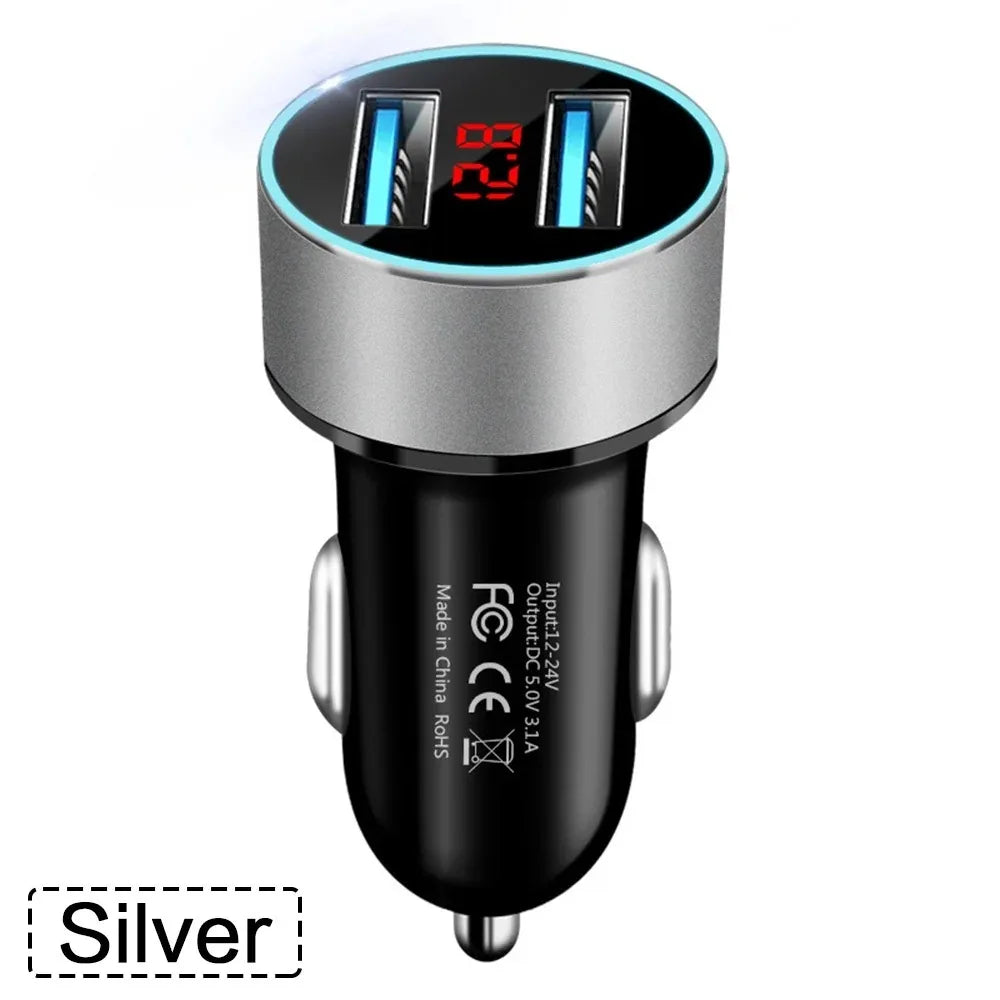 High-Quality 3.1A Dual USB Car Charger with LCD Display