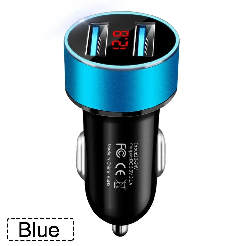 High-Quality 3.1A Dual USB Car Charger with LCD Display