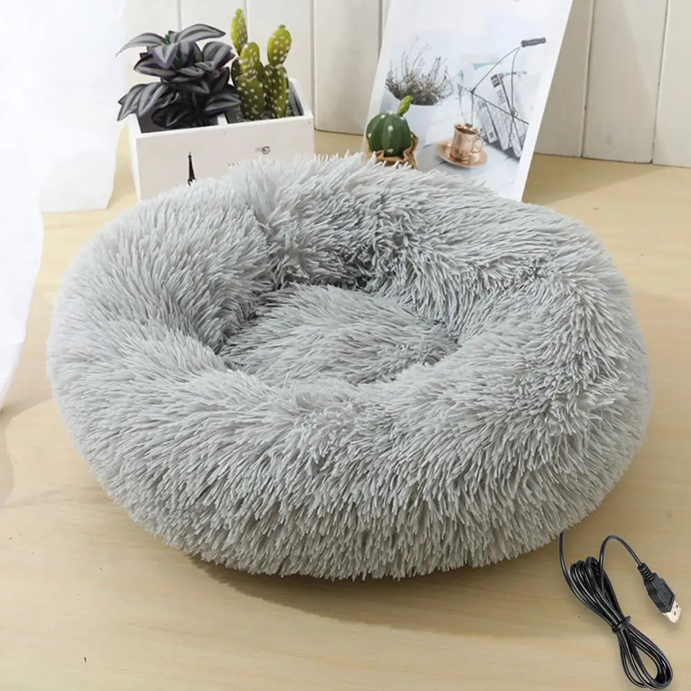 Pet Heated Pad Soft Cozy Fluffy Easy To Clean Bed USB Charged