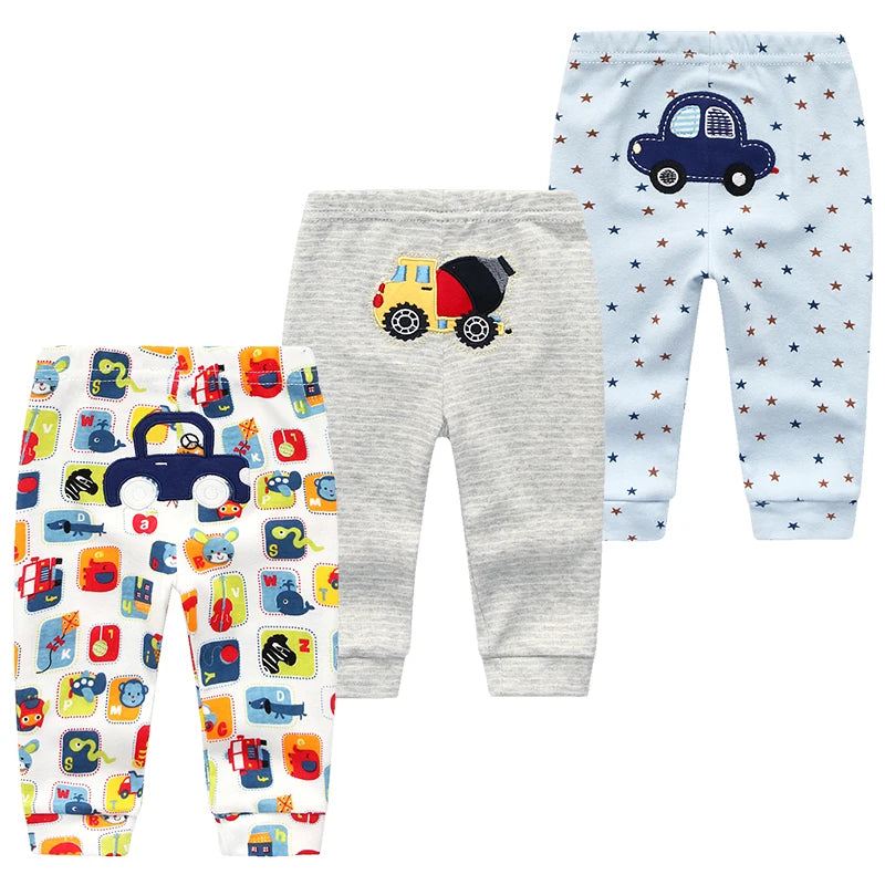 3Pcs Lot Cartoon Print Baby Pants Cotton Leggings 3 6 9 12 18 24M