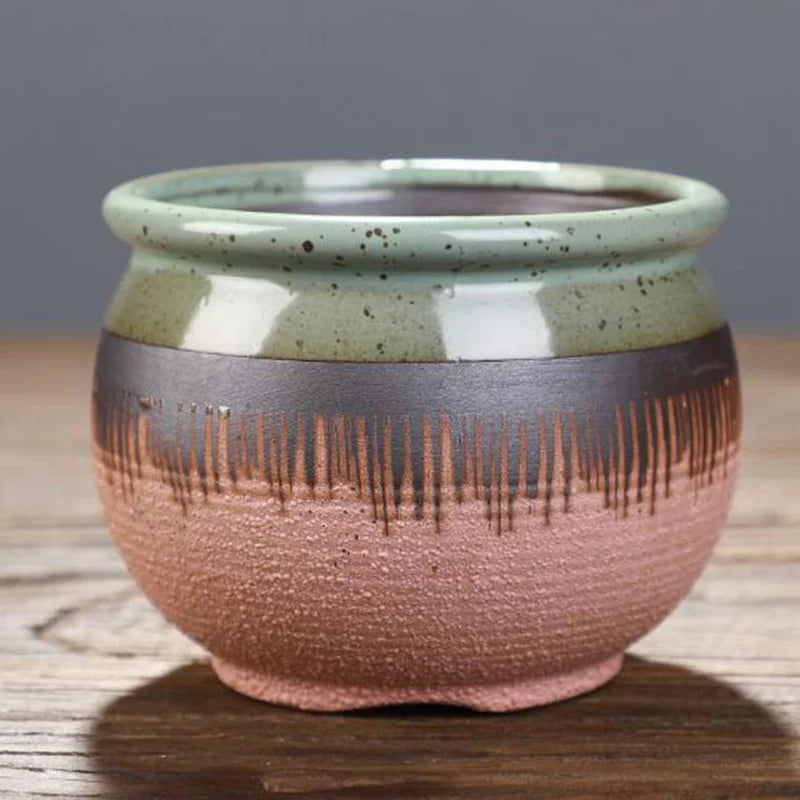 Ceramic Succulent Vase Planter Pot For Desktop Garden Decor Blue Pink Brown
