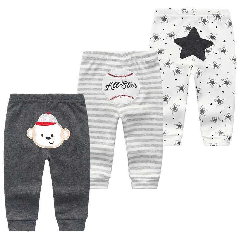 3Pcs Lot Cartoon Print Baby Pants Cotton Leggings 3 6 9 12 18 24M