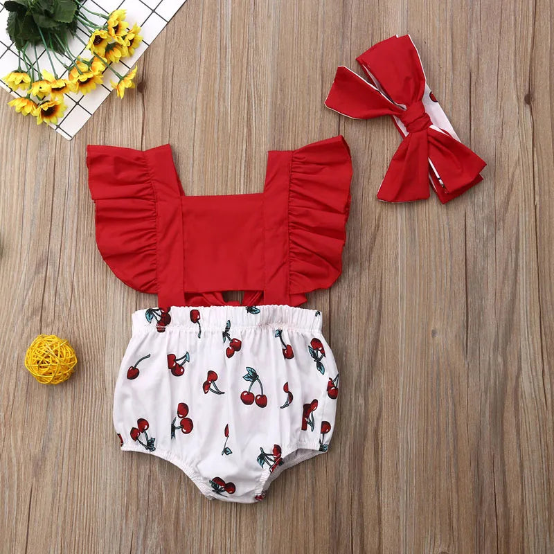 Pudcoco US Stock 2Pcs Baby Girl Ruffle Romper Set 0-18M