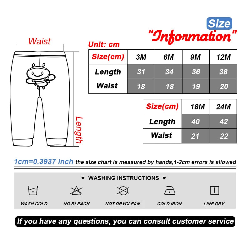3Pcs Lot Cartoon Print Baby Pants Cotton Leggings 3 6 9 12 18 24M