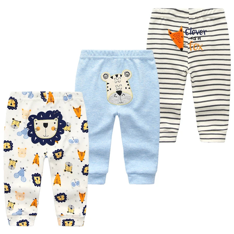 3Pcs Lot Cartoon Print Baby Pants Cotton Leggings 3 6 9 12 18 24M