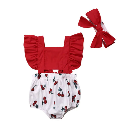 Pudcoco US Stock 2Pcs Baby Girl Ruffle Romper Set 0-18M