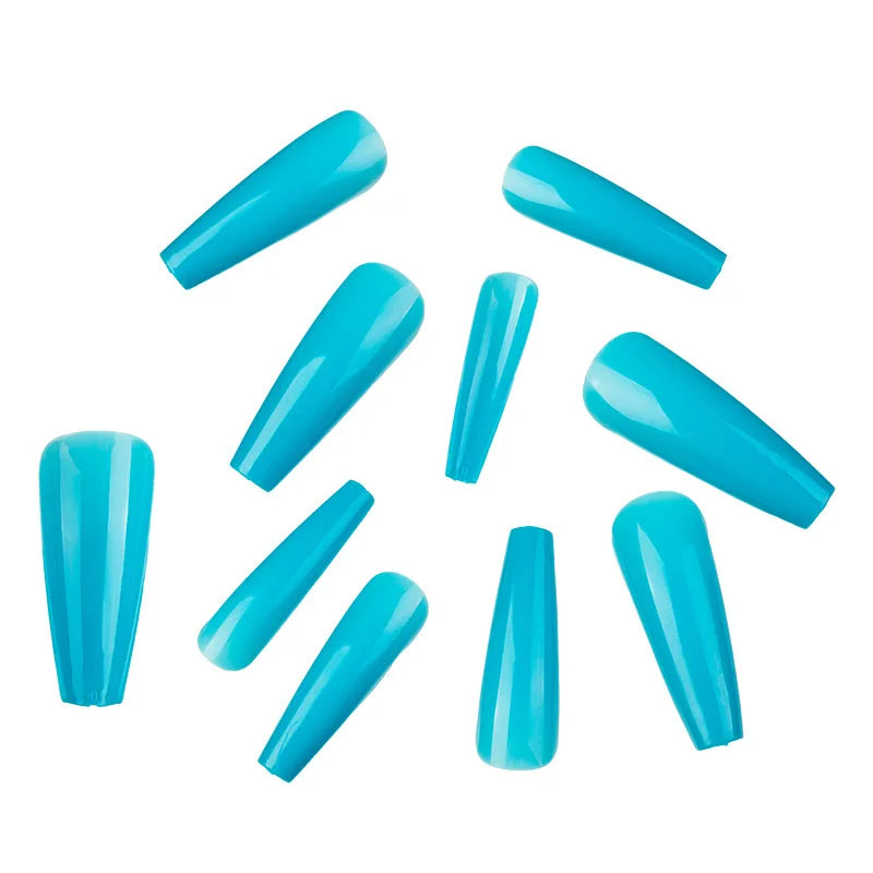 500PCS 10 SIZES Pure Various Colors Coffin Ballet Tapered Full Length French False Nail Tips Fake Fingernail Manicure Set