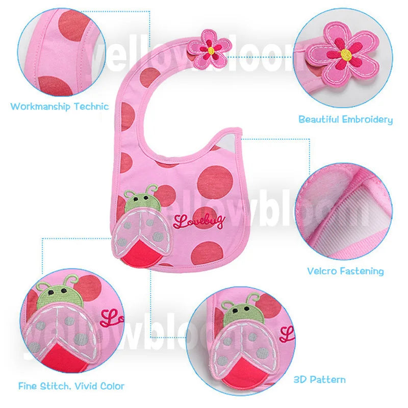 9pcs/Set Baby Girl Boy Feeding Bibs Waterproof Cartoon Towel