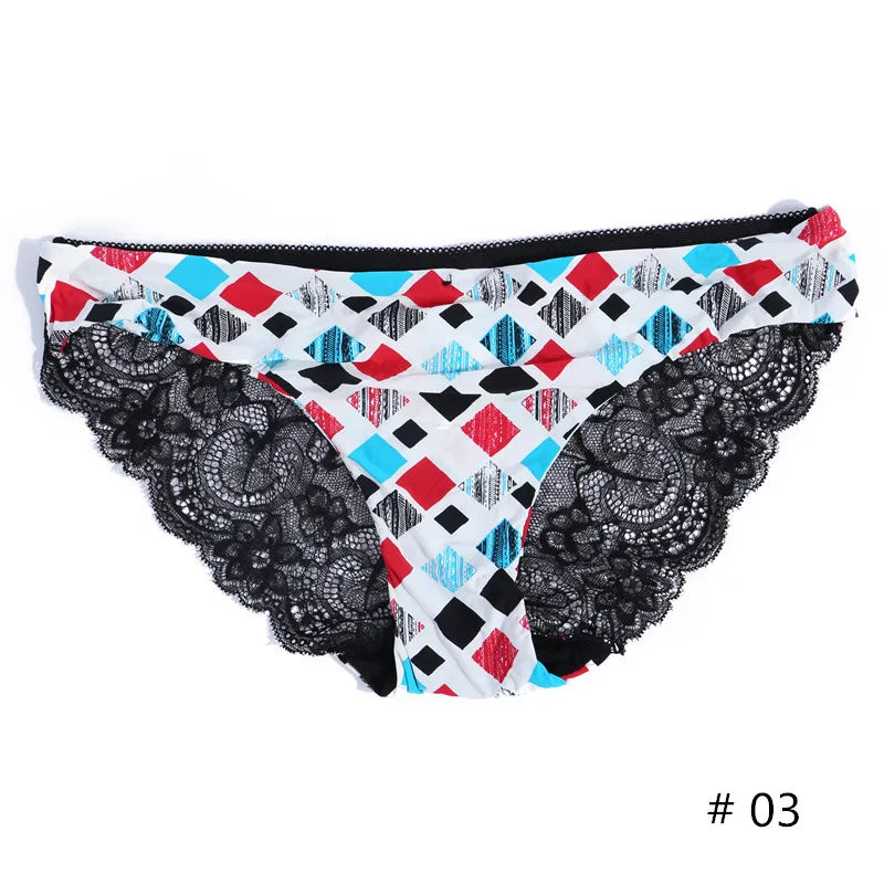 Women Lace Panties Seamless Cotton Briefs Hollow Out Breathable Lingerie Plus Size One Piece Underwear