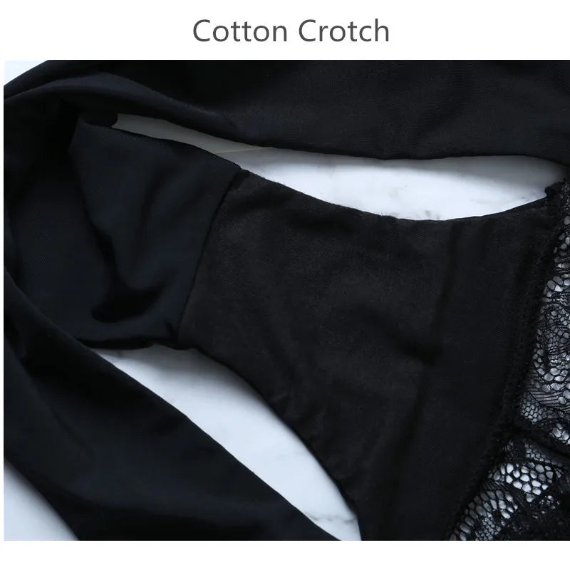 Women Lace Panties Seamless Cotton Briefs Hollow Out Breathable Lingerie Plus Size One Piece Underwear