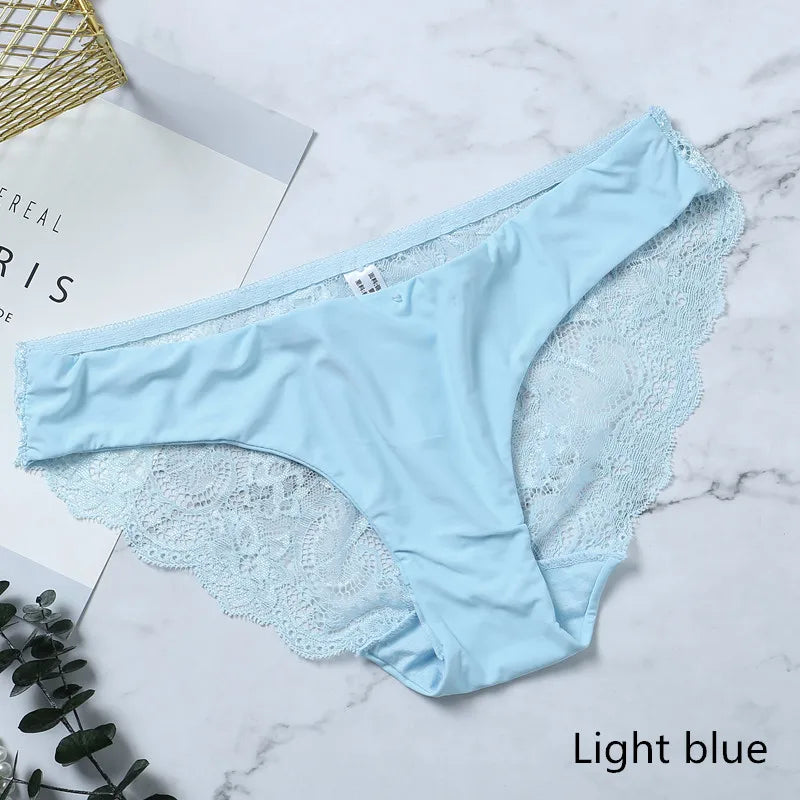 Women Lace Panties Seamless Cotton Briefs Hollow Out Breathable Lingerie Plus Size One Piece Underwear
