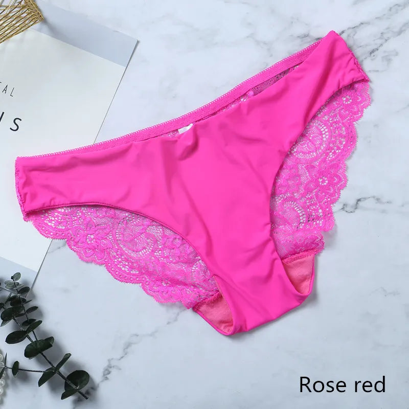 Women Lace Panties Seamless Cotton Briefs Hollow Out Breathable Lingerie Plus Size One Piece Underwear