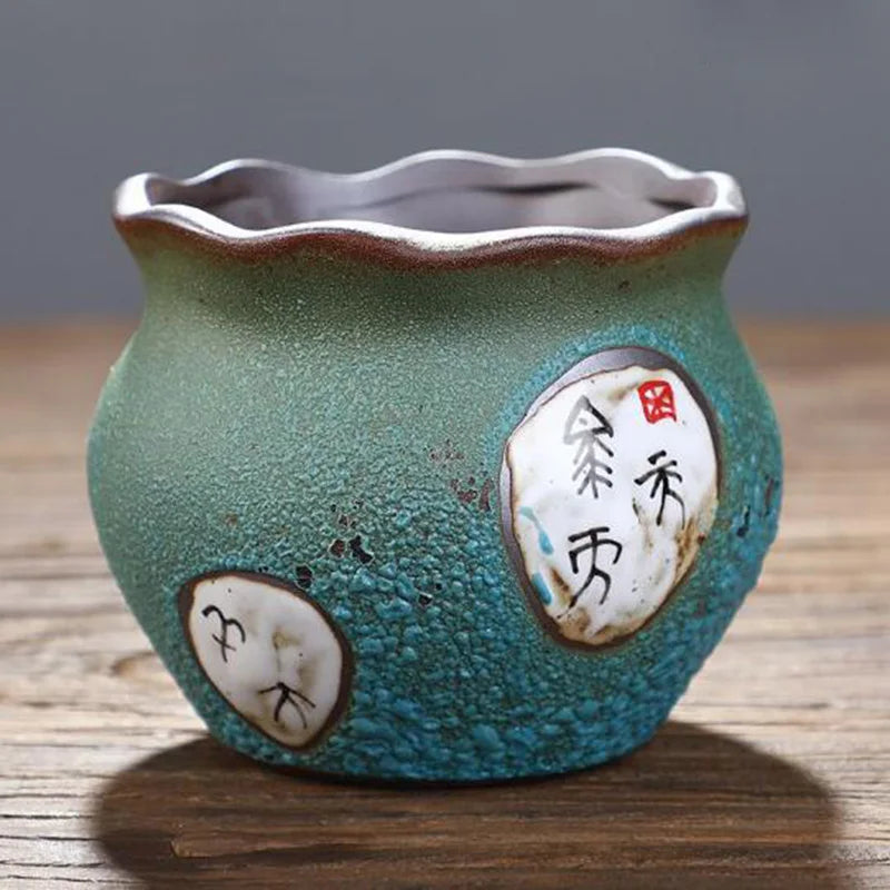 Ceramic Succulent Vase Planter Pot For Desktop Garden Decor Blue Pink Brown