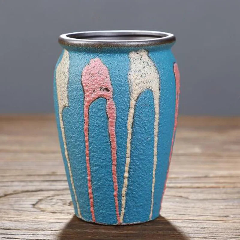 Ceramic Succulent Vase Planter Pot For Desktop Garden Decor Blue Pink Brown