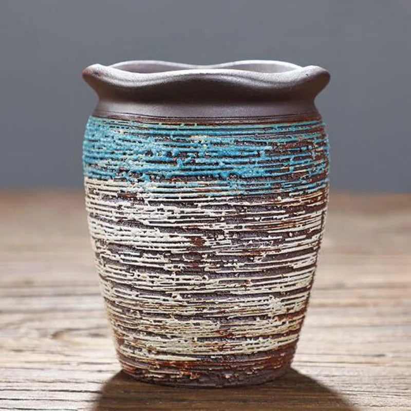 Ceramic Succulent Vase Planter Pot For Desktop Garden Decor Blue Pink Brown