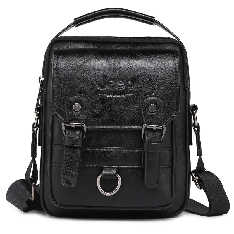 JEEP BULUO Multi-Function Business Handbags Men Large Capacity Leather Messenger Bag