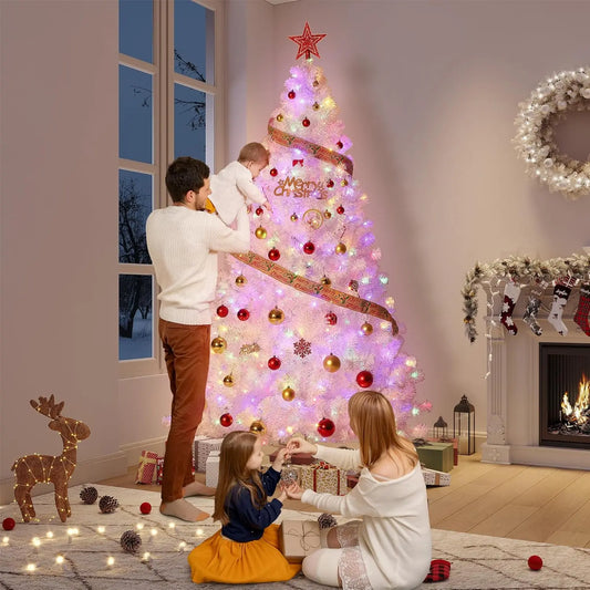 Rose Gold Prelit Christmas Tree 4.5 to 9 Ft Warm White LEDs
