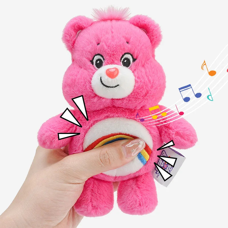 Care Bears Plush Rainbow Bear Kawaii Keychain Bag With Sound Toy Gift