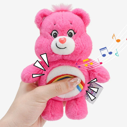 Care Bears Plush Rainbow Bear Kawaii Keychain Bag With Sound Toy Gift