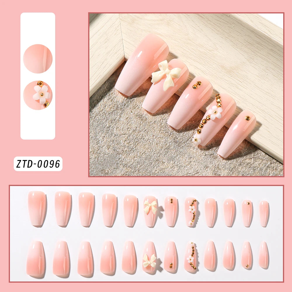 24Pcs Black Glossy Halloween Almond Fake Nails Gradient French Cool Press On Nails Rose/Heart/Skull Acrylic Wearable False Nails