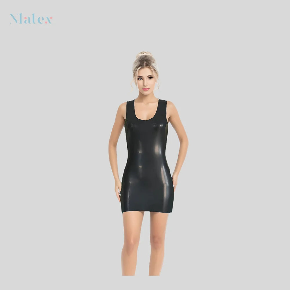Women's Sleeveless Mini Dress - Natural, Sexy, and Sustainable Fashion in Pure Latex Party, Clubwear, or Cosplay Outfit