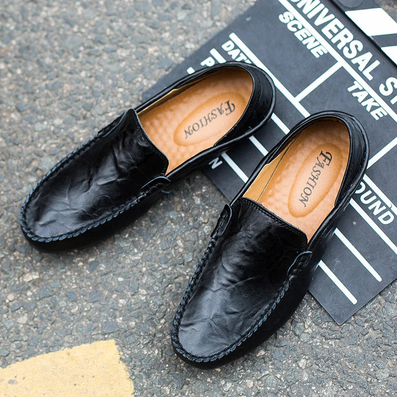 Mens Leather Casual Loafers Slip On Dress Shoes Suede Moccasins High Quality