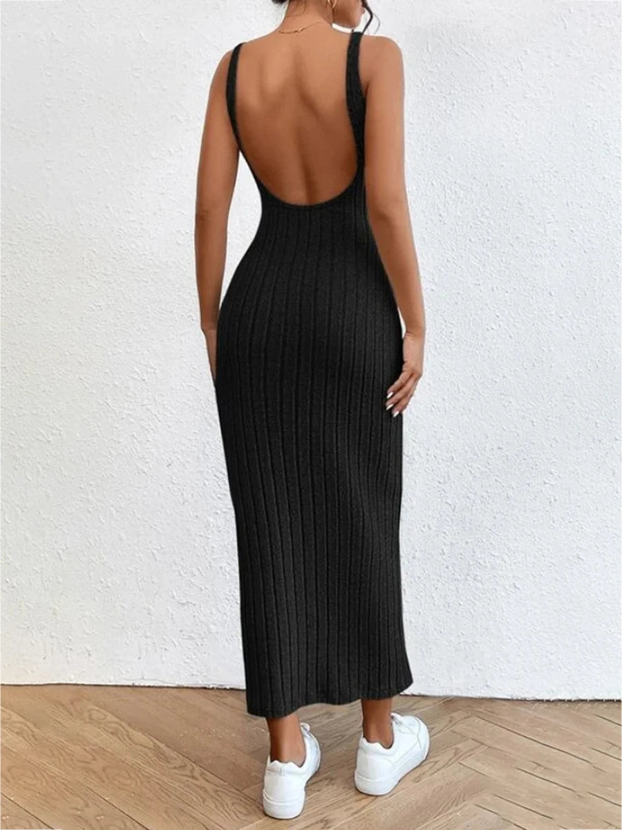 Women Knitted Backless Sleeveless Summer Dress Cocktail