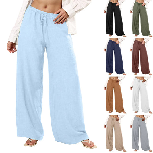 Womens Palazzo Pants Wide Leg Summer Casual Trousers Beach