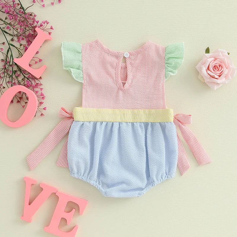 0-18M Easter Outfit Baby Girl Bubble Romper Ruffle Sleeve