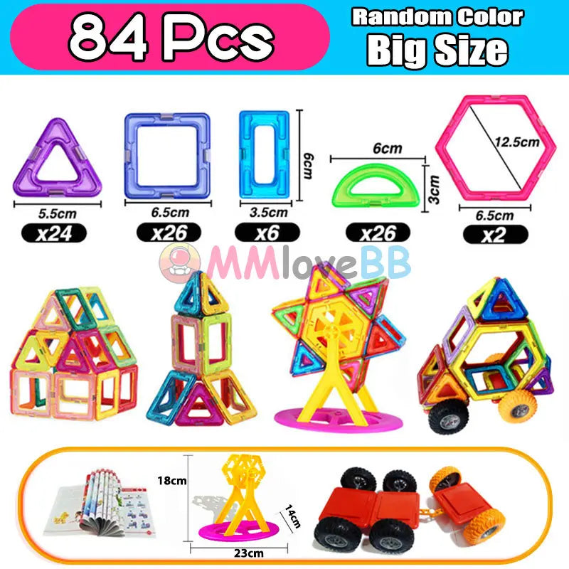 Magnets Toys for Kids Big Size Plus Magnetic Blocks Set