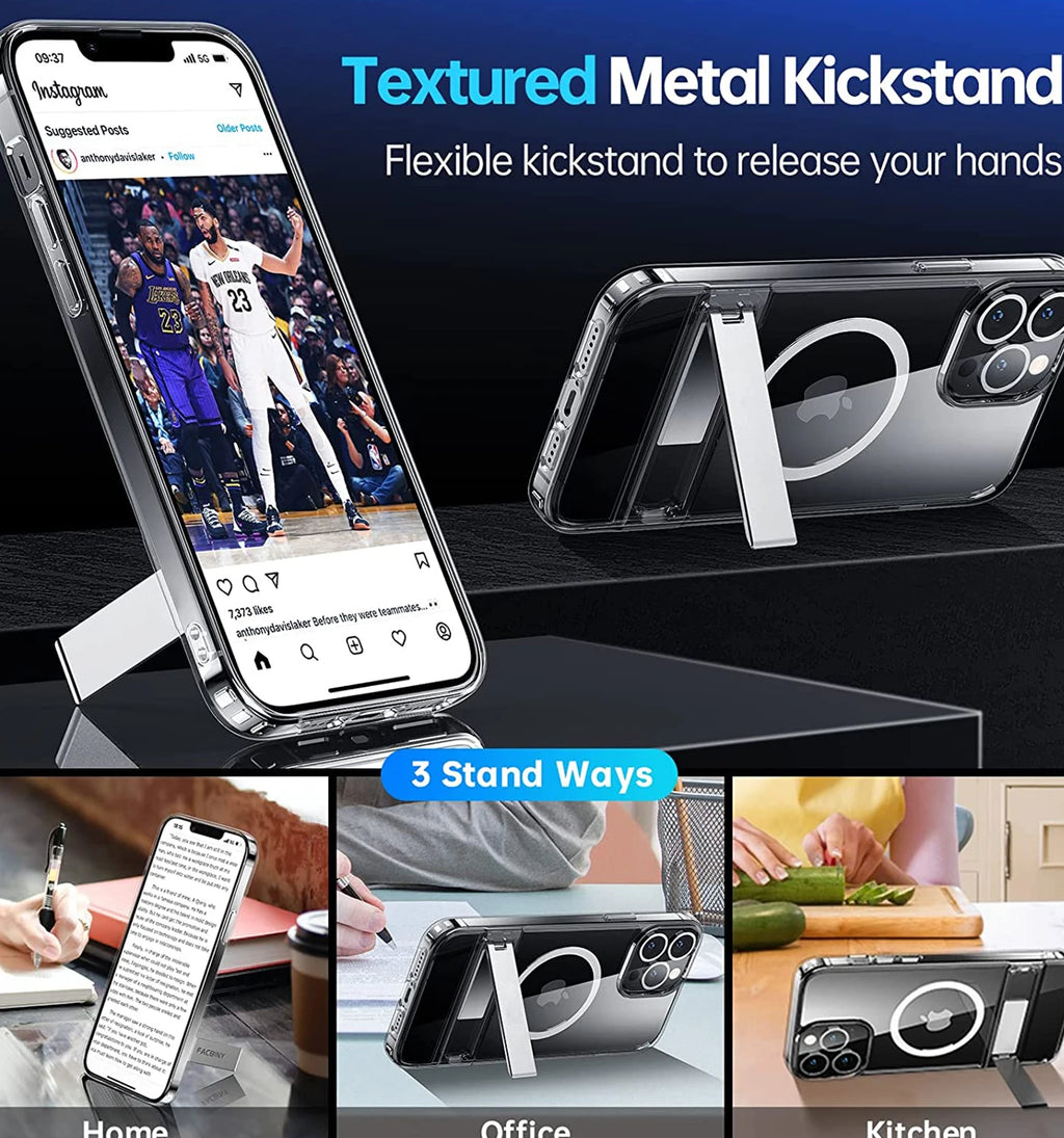 Stand Clear Magnetic Phone Case with Kickstand for iPhone 11 12 13 14