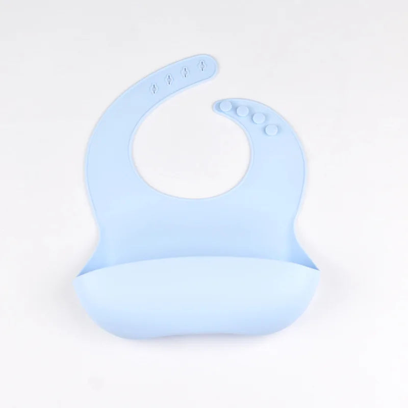 Baby Silicone Bib Waterproof Soft Solid Color Adjustable Bibs