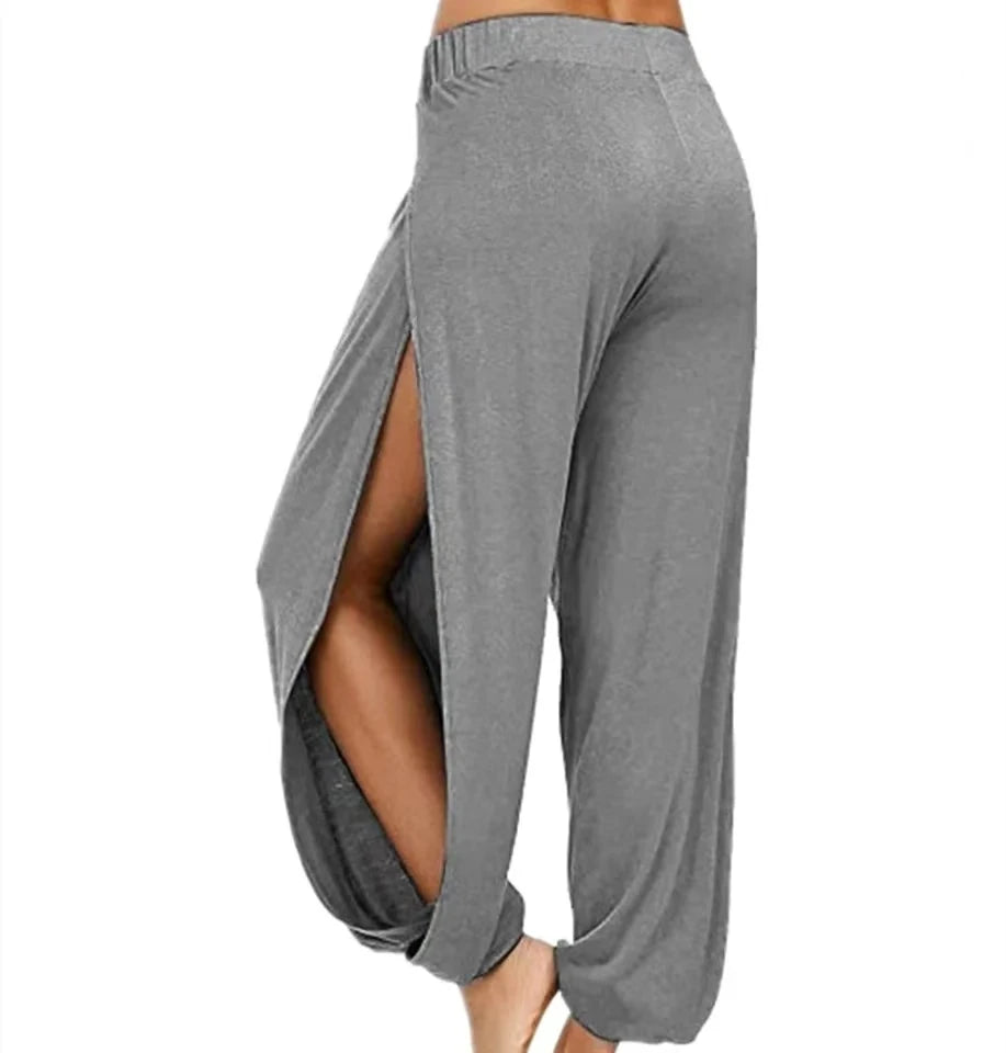 Women High Waisted Yoga Pants Wide Leg Slit Leggings