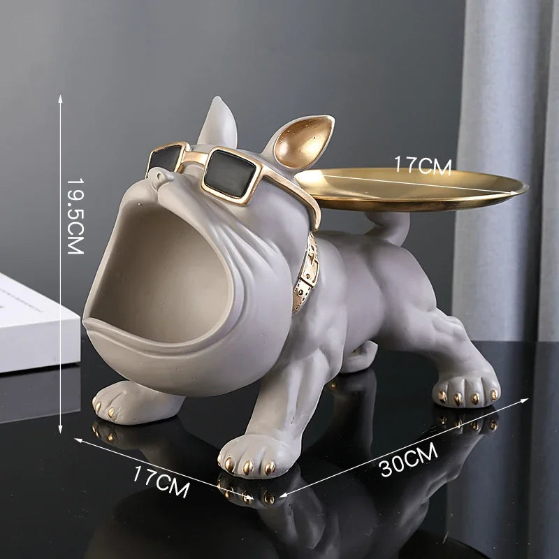 30cm Bulldog Figurine Dog Statue With Resin Storage Box For Home Decor Sculpture