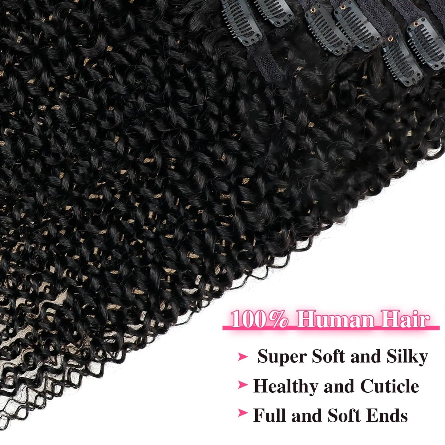 Kinky Curly Clip-In Extensions – 100% Brazilian Remy Human Hair
Add instant volume, bounce, and beauty with our Kinky Curly Clip-In Extensions – made from premium Brazilian Remy human hair for a natural, flawless blend.