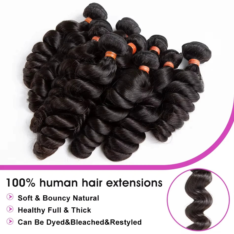 30 32 Inch Loose Wave Brazilian Human Hair Weave Bundles One Third Pcs Top Quality Unprocessed Extensions Wholesale
